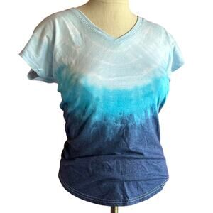 Womens Top Size Small Blue Tie Dye Handcrafted Hippie Festival Casual Travel Fun